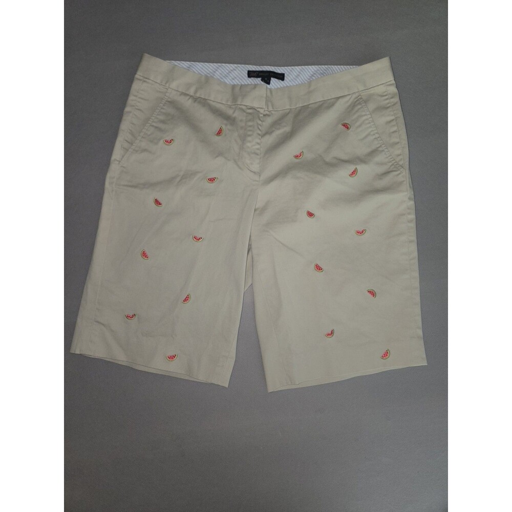 Brooks Brothers 346 Women's Shorts Size 8 Beige Watermelon Embroidered Casual